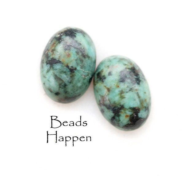 14x10mm Genuine African Turquoise Oval Cabochons Cabs, 14x10 Ovals, Genuine Stone, Genuine African Turquoise, Quantity 2