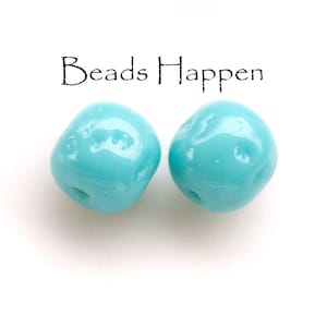 Vintage 10mm 11mm Grübchenperlen aus Japan, mögliche Miriam Haskell Stock, türkisblaue Barockglasperlen, Perle, Menge 2