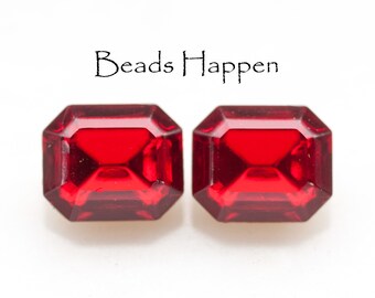 12x10mm SWAROVSKI Octagon Siam Jewels Stones Rhinestones, Crystals, 12x10 octagons, Red Swarovski Octagons, TTC Stones, Quantity 2