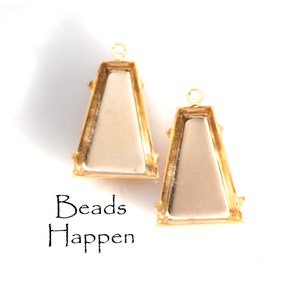18x13mm Settings for Keystone Jewels and Stones, Closed Backs, One Loop Ring, 1 Loop Ring, Bright Gold Plating, Quantity 2