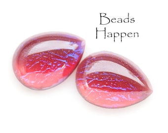 18x13mm Mexican Opal Pear Lampwork Glass Cabochons Cabs Cabochon Cab, 18x13 Pears, 18x13 opal opals, Quantity 2