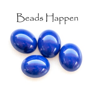 SWAROVSKI Vintage 10x8mm Navy Blue Opaque Smooth Top Glass Oval Cabochons, 10x8 Ovals, Blue, Article 2190/4, Quantity 4