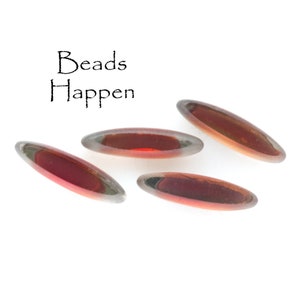 Navettes ovalados redondeados de vidrio esmerilado mate gris rubí vintage de 15 x 4 mm, raros, 15x4 Navettes, Givre, Cantidad 4