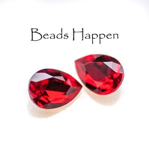 SWAROVSKI 10x7mm Article 4320 Pears, Pear Stones Jewels, Teardrop, Teardrops, Red Siam Ruby, Crystals, Crystal Rhinestones, Quantity 2