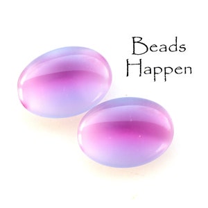 Rubí amatista claro vintage de 14 x 10 mm, zafiro claro, rubí, piedra lunar ovalada, piedras de vidrio, púrpura, rojo, azul, cantidad 2