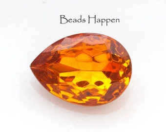 Vintage 25x18mm Topaz Pear Teardrop Glass Jewel Gem Stone, 25x18 Pears, Topaz, Foiled Back, Quantity 1