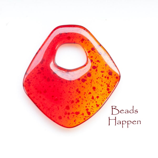 LAST ONES: 55mm Colorful Speckled Red Orange Yellow Amber Shiny Resin Pendant, Mod, Translucent, Hip, Cool, Fun, Quantity 1