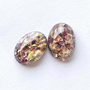 18x13mm Amethyst Opal Oval Glass Artisan Cabochons Cabs, Flat Backs, Quantity 2 image 3
