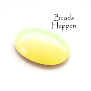 25x18mm Yellow Opal Glowing Oval Glass Cabochon Cab, Glows (Fluoresces) Under Black Light, UG, Foiled Backs, Quantity 1