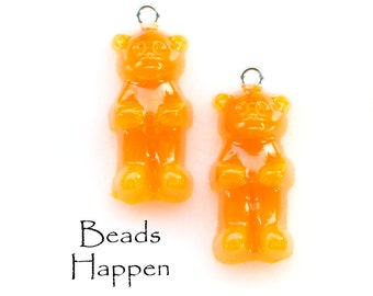 22 x 11 mm Pendentifs breloques oursons en gélatine orange, oursons, breloques, Pendentif, fabriqué en Allemagne, Résine, Quantité 2