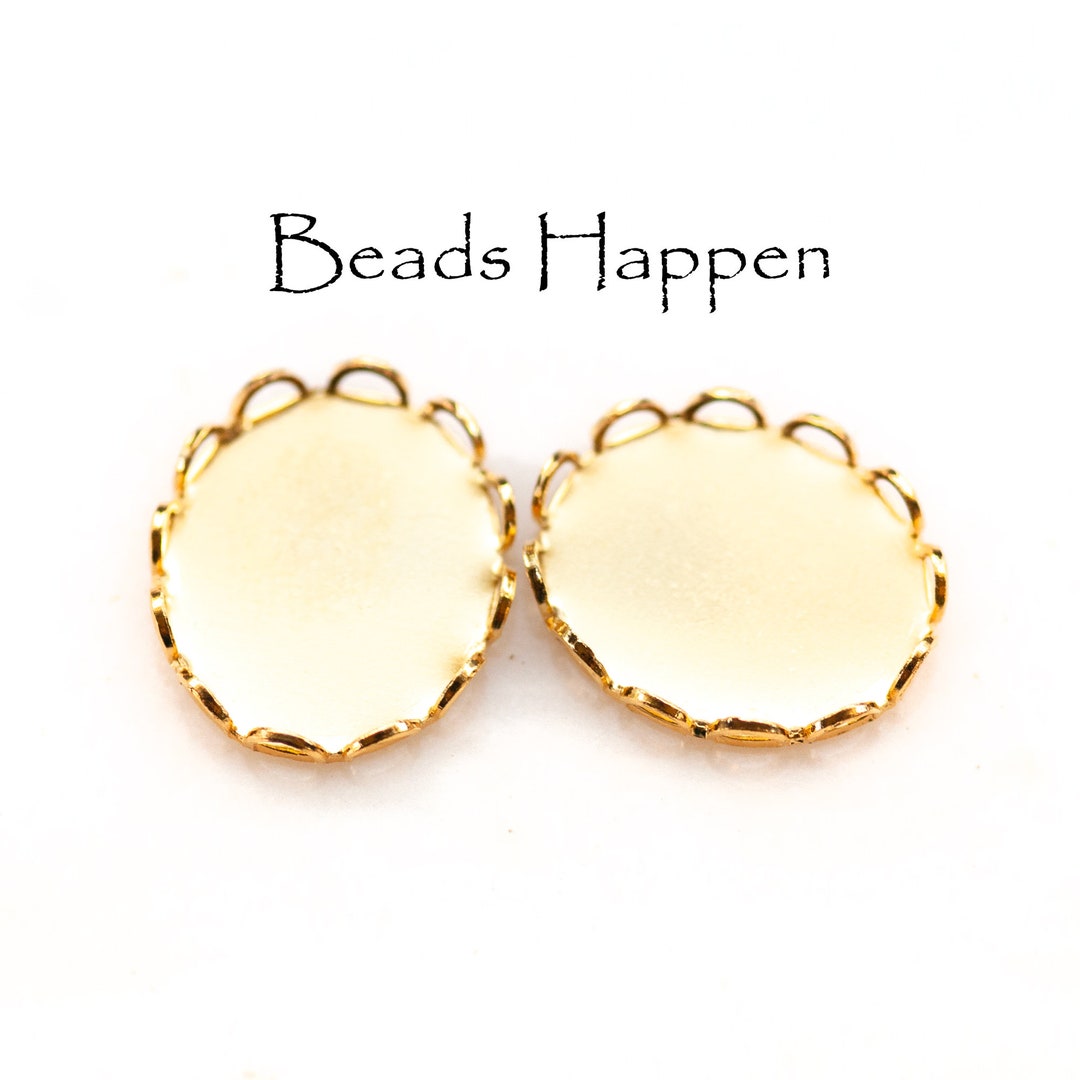 Loop Cabs 12x10mm Oval Lace Edge Setting for Oval Cabochons Cabs, Bend One Loop ...