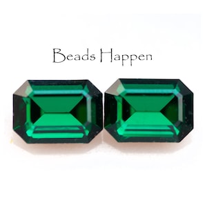 SWAROVSKI 14x10mm Emerald Green Octagon Crystal Stones Jewels, Article 4610, 14x10 Octagons, Rhinestones, Austria, Quantity 2
