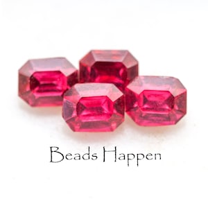 VINTAGE 10x8mm Octagon Rose Pink Glass Stones, 10x8 Octagons, 10x8mm Octagons, Quantity 4