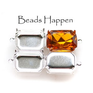 Problem Solver! 18.5x13.5mm Octagon Sterling Silver Plated Settings, 18.5 x 13.5, Closed Backs, One Ring Loop, 18x13 Octagons, Quantity 4