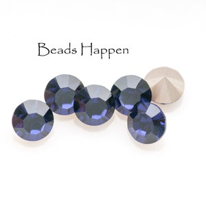 39ss Purple Velvet Chatons, 39ss Rhinestones, Round Glass Stones, Blue, Deep Purple Chatons, Quantity 6