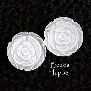 20 mm frostweiße klare Rosenblüte, Kunstharz, Blumen, floral, durchscheinend, Assemblage, matt, mattiert, skulptural, Menge 2