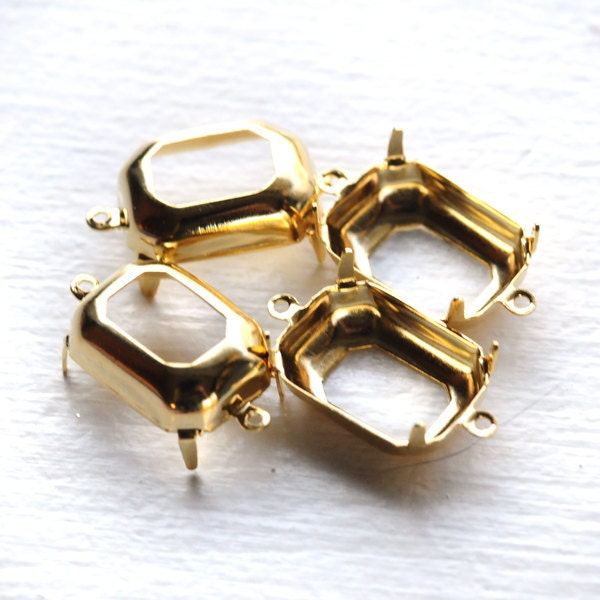 18 x 13 mm オープンバック ゴールドメッキ 八角形セッティング、2