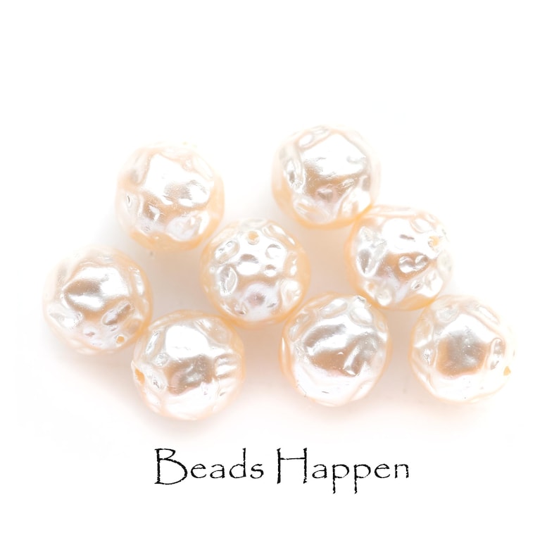8mm Vintage Baroque Round Textured Bumpy Creamy Glass Pearl Beads ...