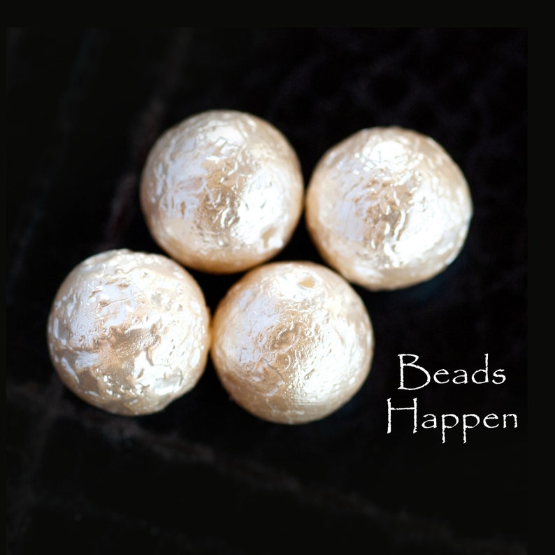 12mm Textured Bumpy Creamy Glass Pearls Pearl Beads From Czech Republic ...
