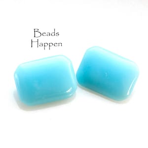 18x13mm Vintage Octagon UNUSUAL Opaque Turquoise Turqoize Glass Jewels Gems Stones, Japan, 18x13 octagons, blue, Quantity 2