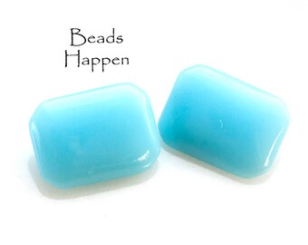18x13mm Vintage Octagon UNUSUAL Opaque Turquoise Turqoize Glass Jewels Gems Stones, Japan, 18x13 octagons, blue, Quantity 2