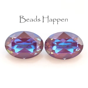 SWAROVSKI 14x10mm Burgundy De&#39;Lite Ovals, Purple Blue Eggplant, Point Back Jewels, Austrian Crystal, Article 4120, Quantity 2