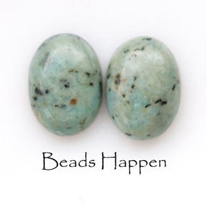 18x13mm Genuine African Turquoise Oval Cabochons Cabs, Soft Coloring, 18x13 Ovals, Genuine Stone, Blue, Black, Quantity 2