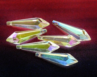 Found More! Incredible Lightweight Chandelier Jonquil AB Resin Teardrop Briolettes, One Inch Long, 25mm, Vintage, Top Drilled, Qty 6