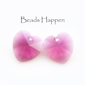 10mm Rose Pink Heart Hearts Chandelier Chandi Crystal Pendant Bead One Hole, Chandelier Crystal One Hole, Quantity 2