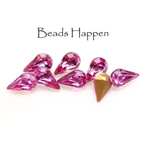 8x4.8mm SWAROVSKI Rose Pink Pears Pear Crystals, 8x4.8 Pears, Austria, Swarovski Article 4300/2, Rhinestones, Quantity 8