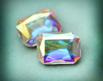 18x13mm Octágono Cristal AB Joyas de Vidrio Piedras Gemas, Espaldas Laminadas, Claro AB 18x13 Octágonos, Cantidad 2