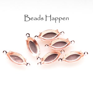 15x7mm Navette Settings Rosegold Rose Gold Plating, Closed Backs, Two 2 Rings Loops, 15x7 Settings, 15x7 Navettes, Quantity 6 image 2