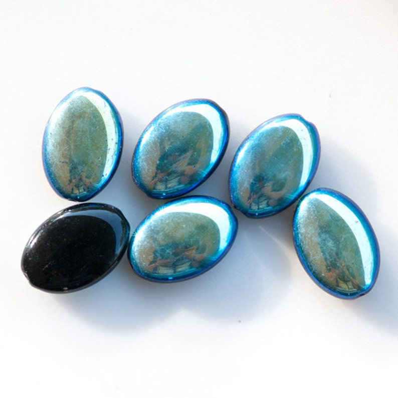 20x14mm Glass Beads With Black Jet AB Finish Ovals Oval Etsy