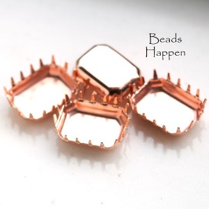 18x13mm Rose Gold Rosegold Plated Octagons Octagon Settings, 16 prongs, Rosegold Settings, 18x13 Octagons, Quantity 4