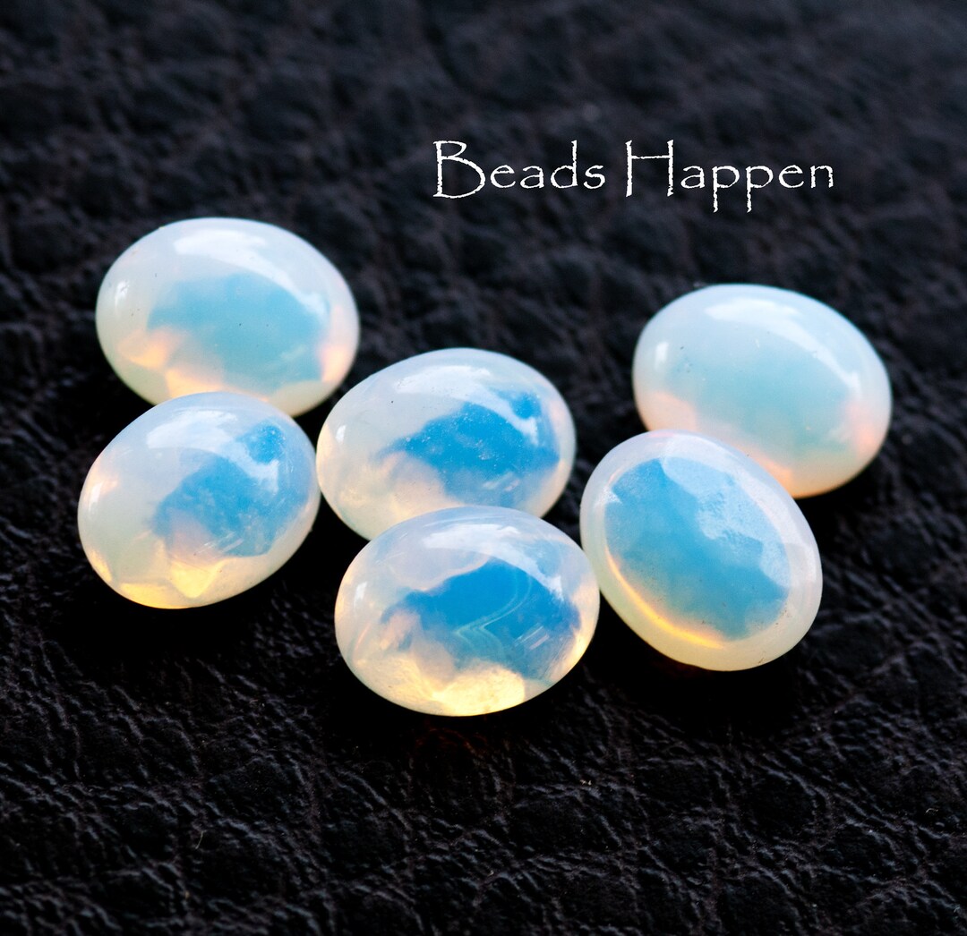 Vintage 10x8mm White Opal Vintage Glass Oval Stones Jewels Etsy
