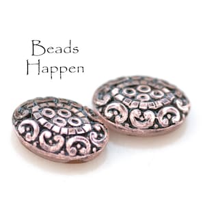 UNUSUAL FIND!  18x13mm Vintage Oval Etched Pink Rose Stones with Black Recesses, Intaglio, Germany, 18x13 Glass Ovals, Quantity 2