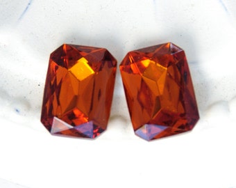 18x13mm Topaz Octagon Glass Jewels Gems Stones, Czech, Faceted Foiled Backs, Quantity 2
