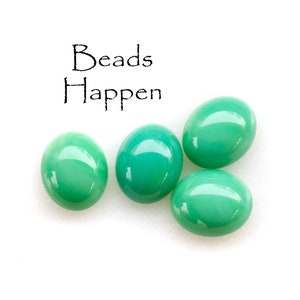 SWAROVSKI Vintage 10x8mm Jade Green Opaque Smooth Top Glass Oval Cabochons, 10x8 Ovals, Green, Article 2190/4, Quantity 4