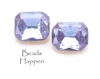 VINTAGE 10x8mm Octagon Color Shifting Alexandrite Glass Stones, 10x8 octagons, 10x8mm Octagons, Made in Czechoslovakia, Quantity 2
