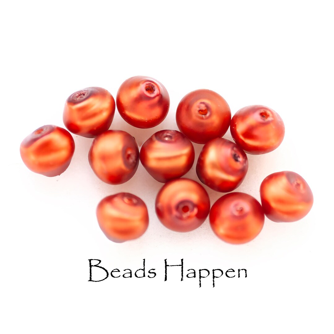 6mm Baroque Snail Shell Twisted Glass Pearl Matte Beads Bead, Pumpkin ...