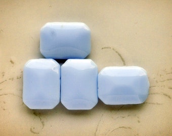 18x13mm Vintage German Octagon Chalk Blue Glass Jewels Stones, 18x13 Octagons, Light Blue, Quantity 4
