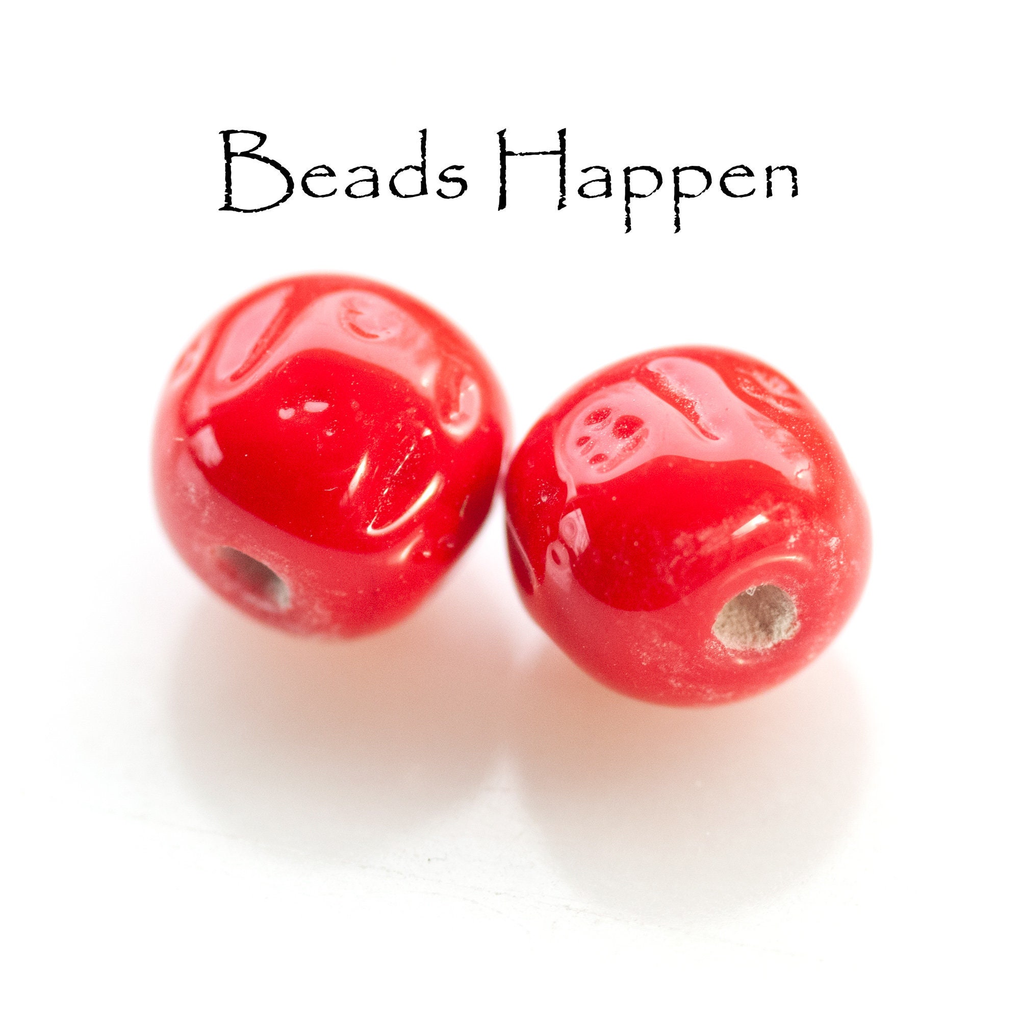 Vintage 11mm 12mm Dimpled Cherry Red Miriam Haskell Beads From