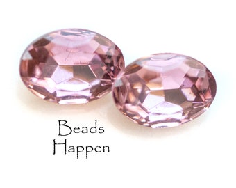 18x13mm Light Amethyst Purple Oval Glass Gems Jewels Stones, Faceted Foiled Backs, 18x13 Ovals, New Stones, Quantity 2