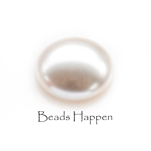 18mm Round Creamy White Glass Pearl Pearlized Cabochon, Smooth Top, Flat Back, Glass Pearl Cabochon Cab, Quantity 1