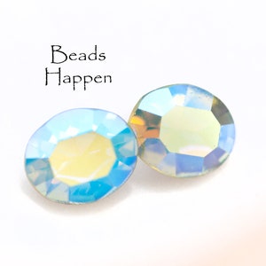 12x10mm Oval SWAROVSKI Crystals, 12x10 ovals, Chrysolite AB, Light Green AB, Machine Cut, foiled backs, Stones, Jewels, Quantity 2