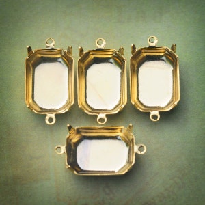 18x13mm Octagon Gold Plated Settings, 18x13 settings, Closed Backs, Two Rings Loops, Quantity 4
