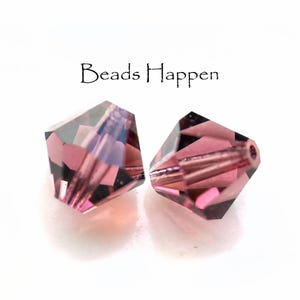 Vintage 12mm Amethyst Purple Bicone Glass Beads, Machine Cut (MC) Faceted Bicones, Quantity 2