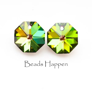 14mm Vitrail Medium Octagon Octagons Mirrored Chandelier Crystal Pendant Bead One Hole, Chandelier Crystal One Hole, Quantity 2