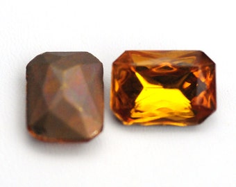 18x13mm Vintage Topaz Octagon Glass Gems Jewels Stones, Foiled, Quantity 2