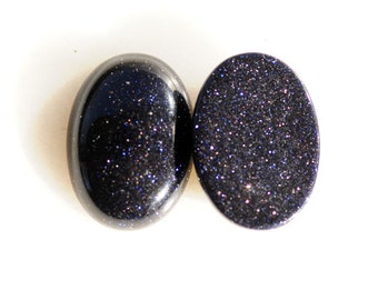 18 x 13 mm ブルー ゴールドストーン オーバル カボション カブ